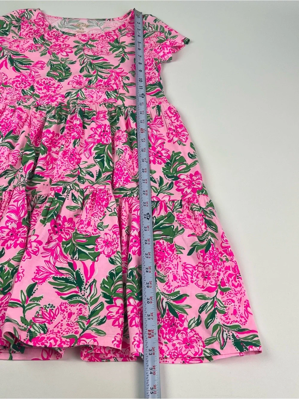 Lilly Pulitzer Pink Geanna Floral Short-Sleeve Tiered mini Dress